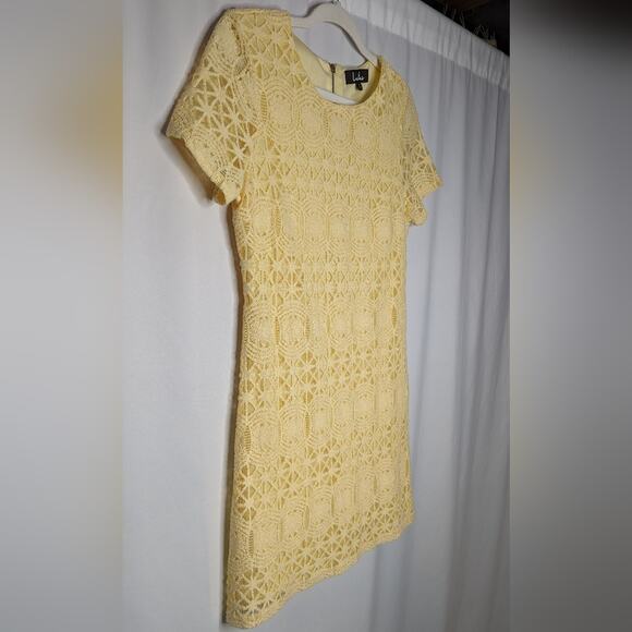 Lulus Love You For Eternity Yellow Lace Shift Mini Dress Small - Picture 7 of 10
